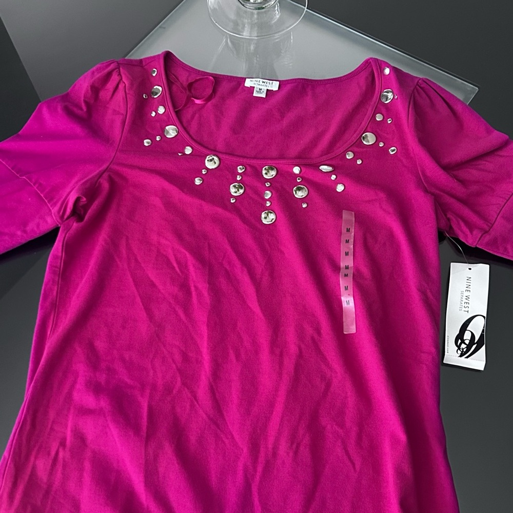 Nine West Pink Embellished Blouse